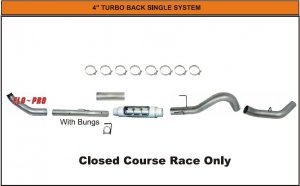 4\" Turbo Back Single System with Muffler / Bungs [FLOPRO836]