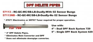 Flo Pro 57113 2007-2012 Dodge Cummins 6.7L 4\" DPF Delete Pipe w/Bungs Stainless