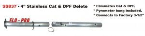 Flo Pro SS837 2008-2010 Ford Powerstroke 6.4L Cat & DPF Delete Pipe w/Bungs Stainless